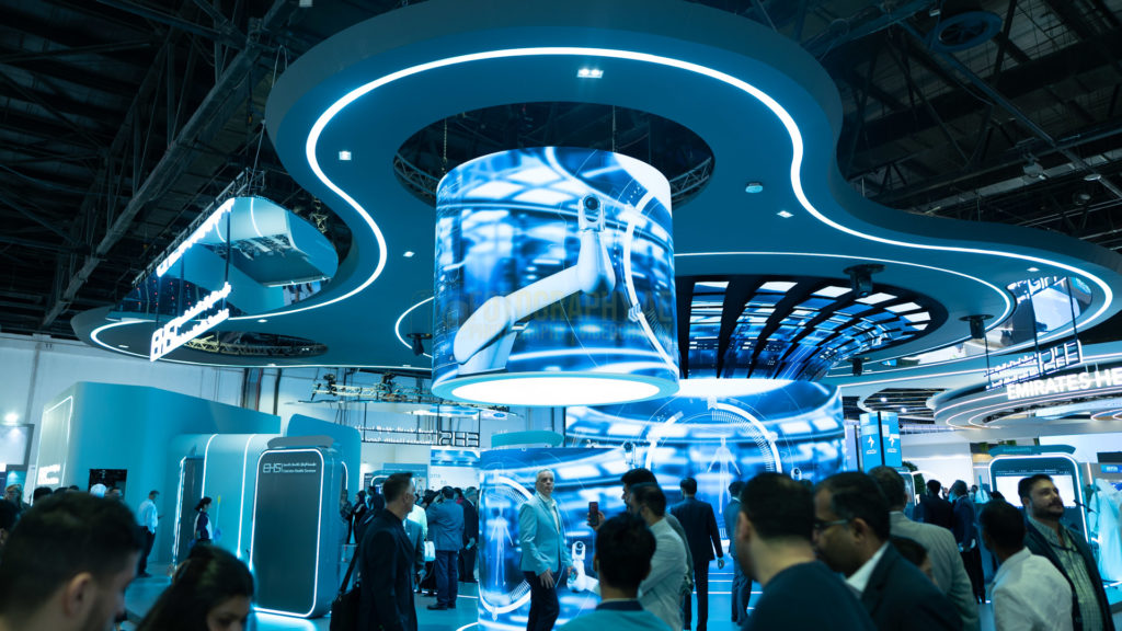 professional picture of a Stand in an exhibition at the word trade center dubai
