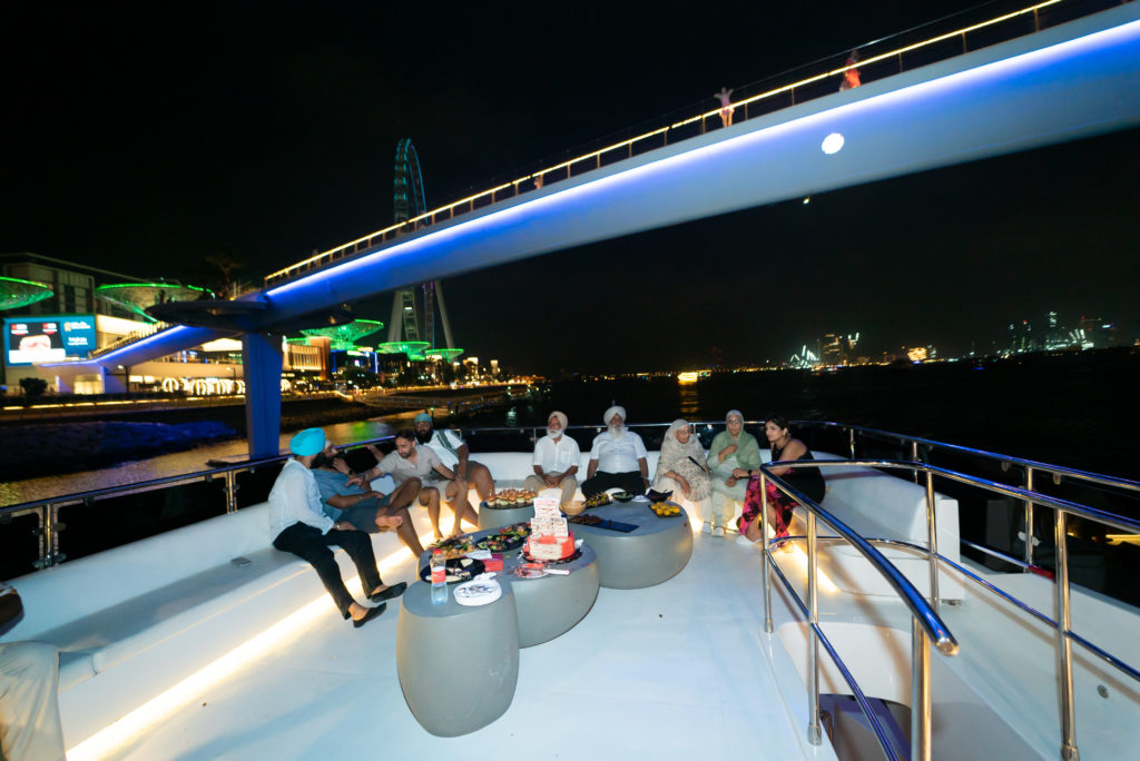 Professional Photo taken at a yacht in Dubai, overlooking the Blue Island Dubai.