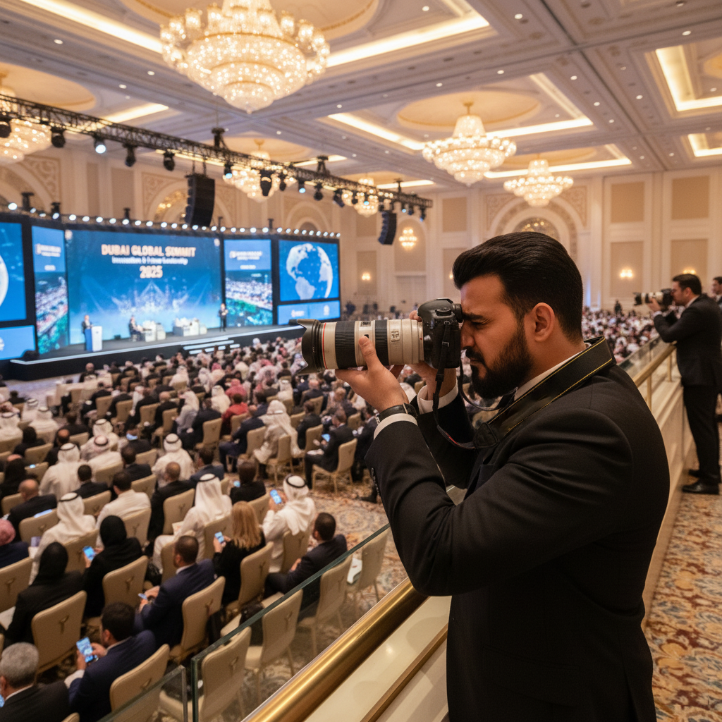 Professional event photography at Dubai World Trade Centre for Dubai Global Summit 2025 by Fotography.ae