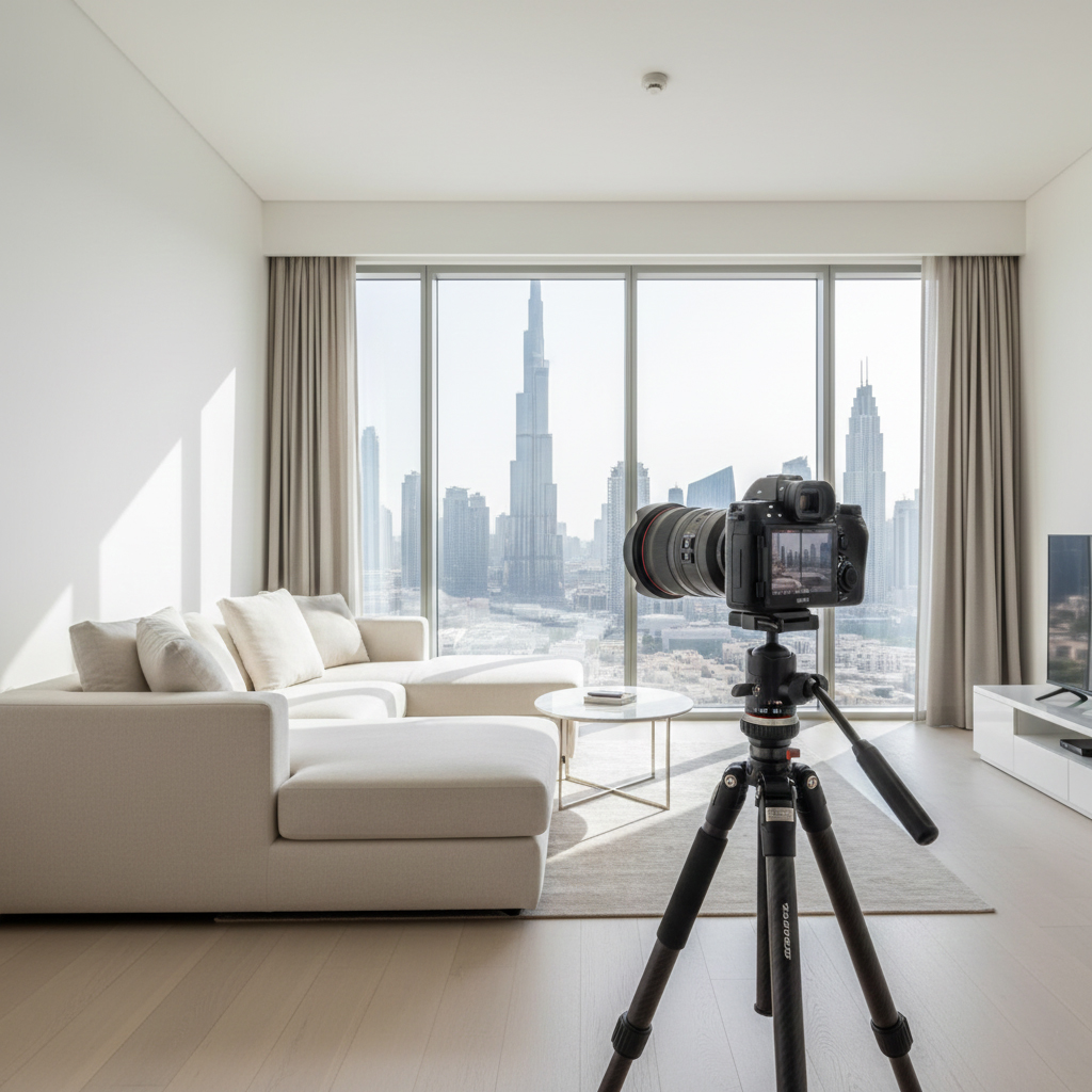 Professional camera setup for real estate photography in the UAE