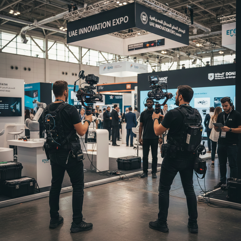 Trade show videographers Dubai capturing dynamic booth traffic and product launches.