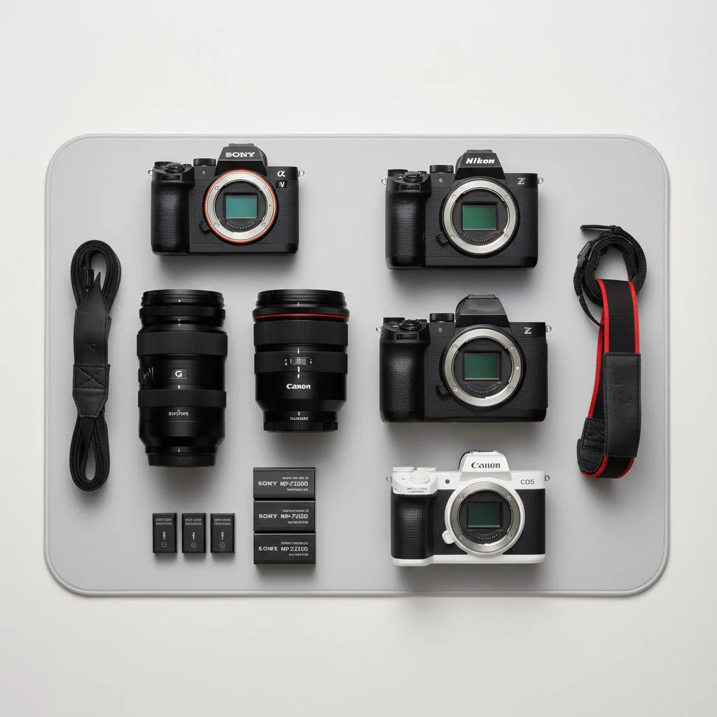 A close-up of a high-end professional mirrorless camera used for business photography and videography in the UAE market