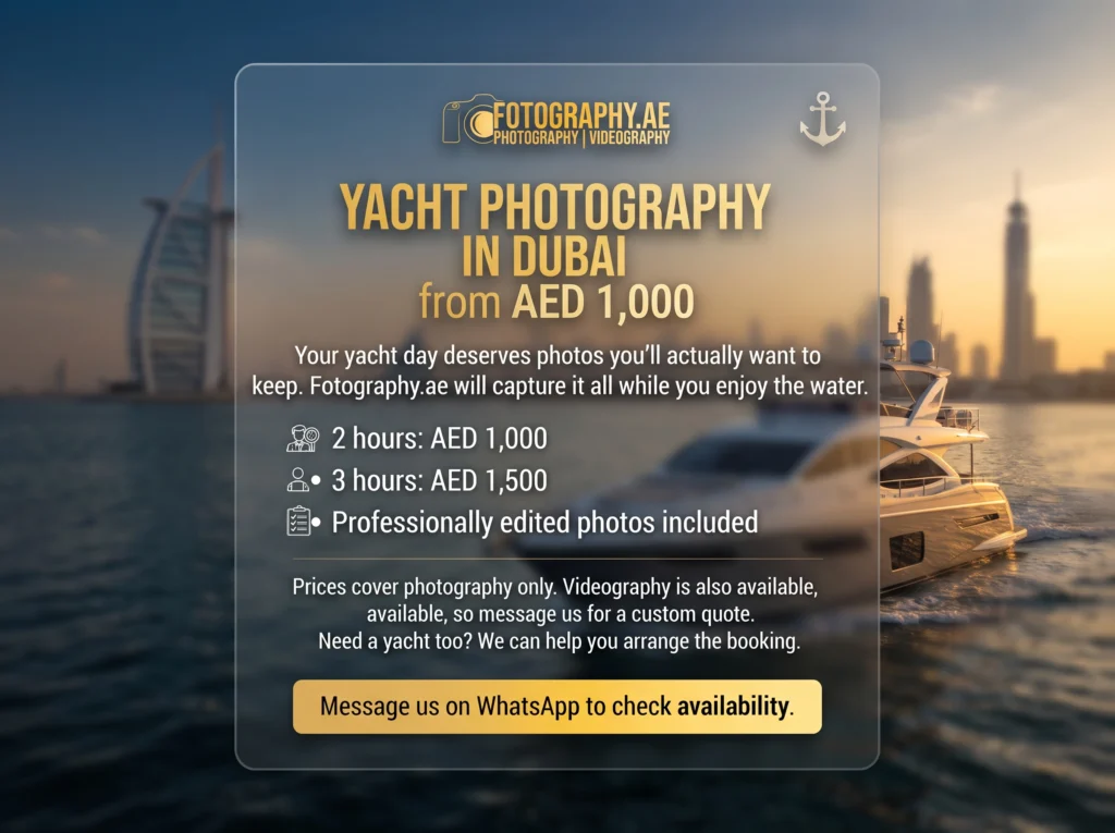 yacht photography in Dubai packages by Fotography.ae